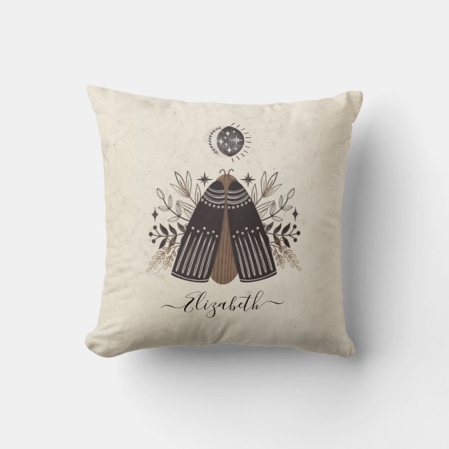 Retro Vintage Butterfly Moth  Throw Pillow (Front)