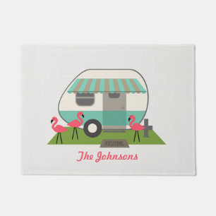 Retro Vintage Camper Trailer Personalized Doormat