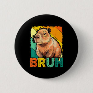 Retro Vintage Capybara Bruh Meme For Boys Girls Me 2 Inch Round Button