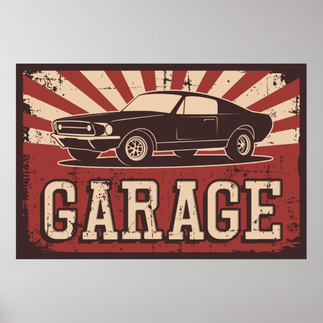 retro vintage car garage  poster (Front)