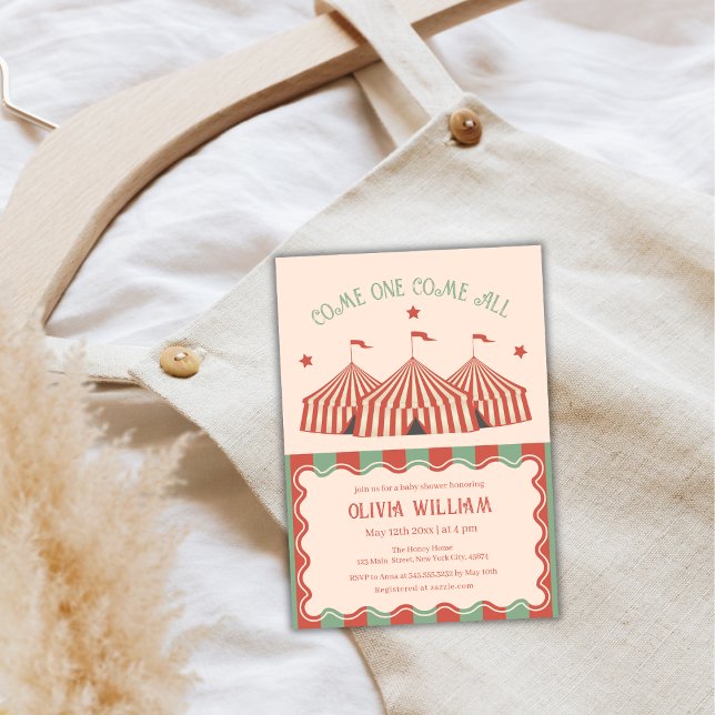 Retro Vintage Carnival Circus Baby Shower  Invitation (Retro Vintage Carnival Circus Baby Shower Invitation)