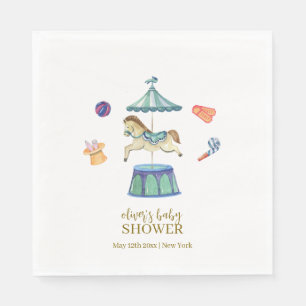 Retro Vintage Carousel Carnival Baby Shower Napkin
