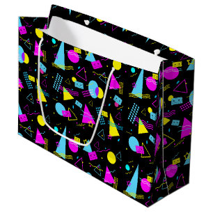 RETRO VINTAGE CASSETTE TAPE COLORFUL SHAPES LARGE GIFT BAG