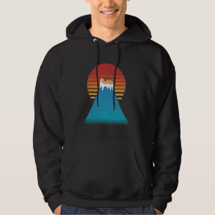 Retro Vintage Cat & Mt. Fuji u2013 80s Aesthetic U Hoodie