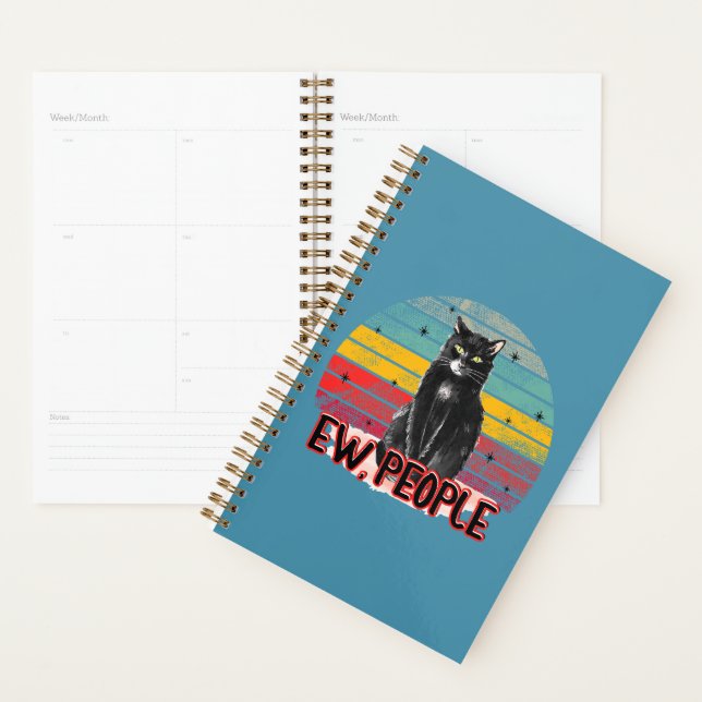 Retro Vintage Chat Noir Ew (Devant avec enveloppe)
