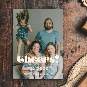 Retro vintage Cheers to 2024 New Year's photo Holiday Card