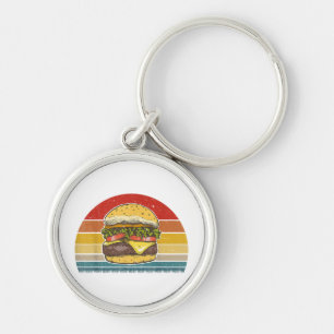 Retro Vintage Cheeseburger Design Costume Hamburge Keychain
