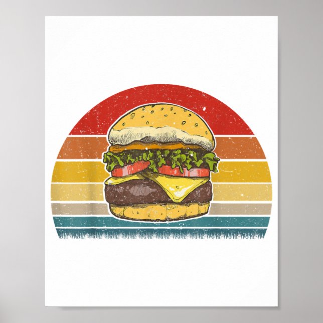 Retro Vintage Cheeseburger Design Costume Hamburge Poster (Front)
