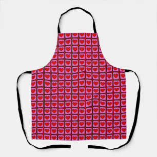 Retro Vintage Chequered Heart Y2K Pattern Apron