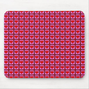 Retro Vintage Chequered Heart Y2K Pattern  Mouse Pad