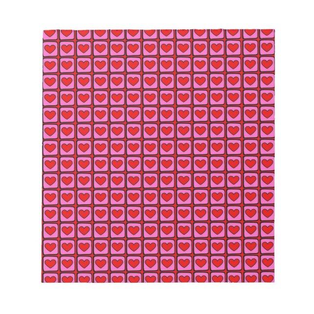 Retro Vintage Chequered Heart Y2K Pattern  Notepad (Front)