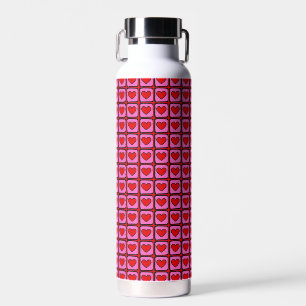 Retro Vintage Chequered Heart Y2K Pattern  Water Bottle