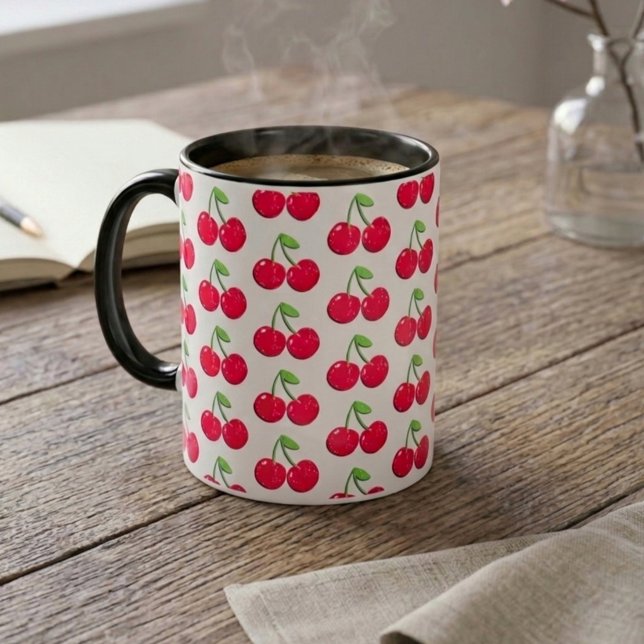 Retro Vintage Cherry Pattern Coffee Mug (Creator Uploaded)