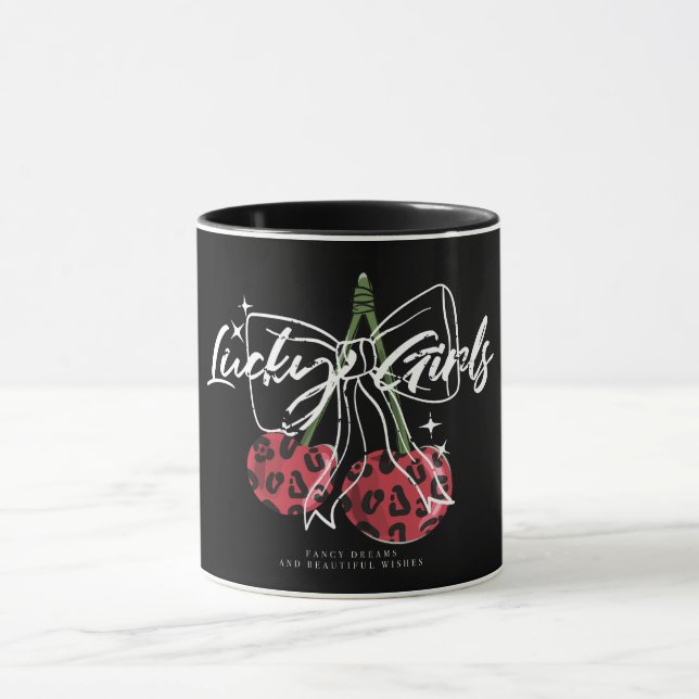 Retro Vintage Cherry Quote Typography  Mug (Center)