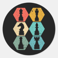 Retro Vintage Chess Pieces Sunset Poster