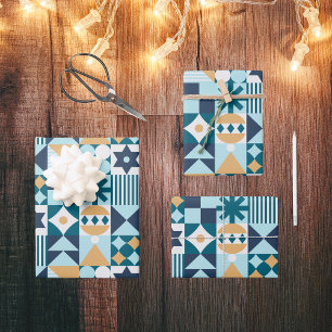 Retro Vintage Christmas Abstract Pattern Holiday Wrapping Paper Sheet