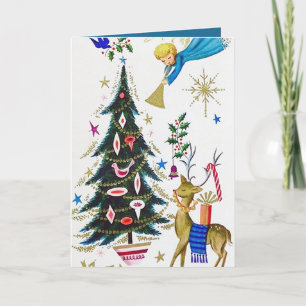 Retro vintage Christmas Angel add message card