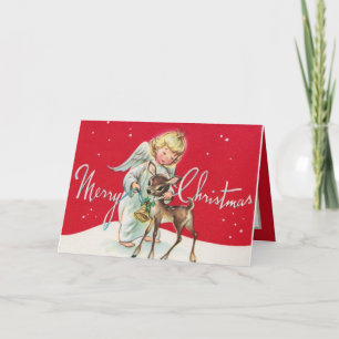 retro vintage Christmas Angel add sentiment Holiday Card