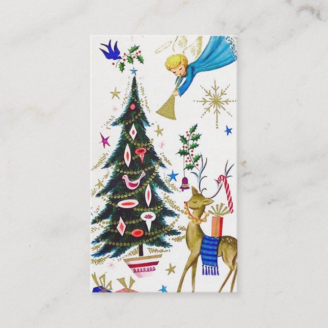 Retro vintage Christmas Angel Business Card (Front)