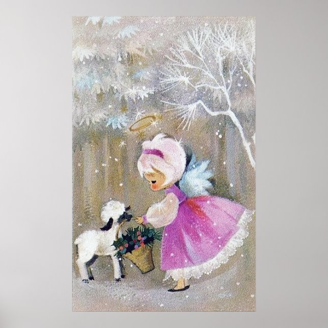 retro vintage Christmas Angel Holiday poster (Front)