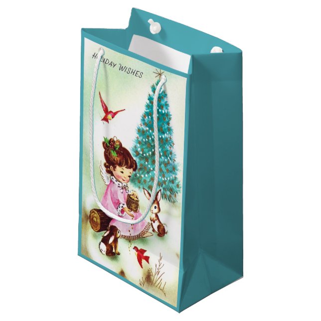 Retro Vintage Christmas Angel party bag (Front Angled)