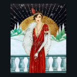 Retro vintage Christmas art deco lady poster<br><div class="desc">design by www.etsy.com/Shop/VanityFlairDesign</div>