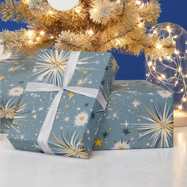 Retro Vintage Christmas: Atomic Starry Night Wrapping Paper (Holidays)