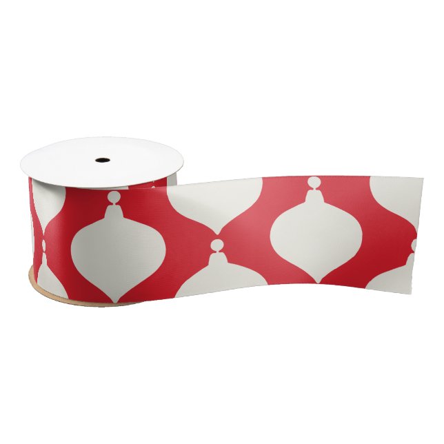 Retro vintage Christmas bauble holiday Satin Ribbon (Spool)