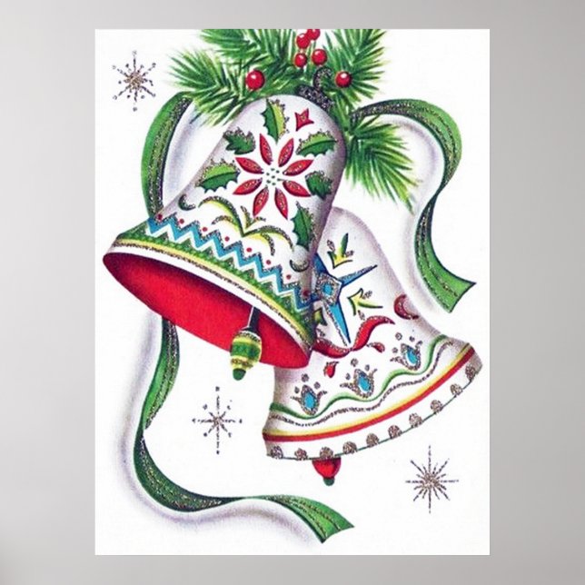 Retro vintage Christmas bells Holiday poster (Front)