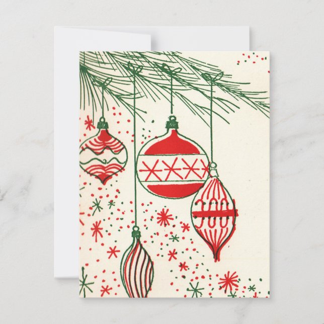 Retro Vintage Christmas bulb add message card (Front)