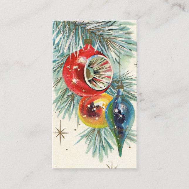 Retro Vintage Christmas bulbs add message card (Front)