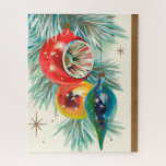 Retro Vintage Christmas bulbs card Holiday puzzle<br><div class="desc">design by www.etsy.com/Shop/VanityFlairDesign</div>