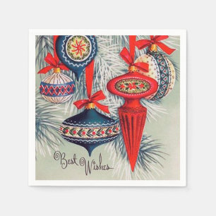 retro vintage Christmas bulbs Holiday Napkin