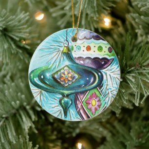 Retro Vintage Christmas bulbs tree ornament