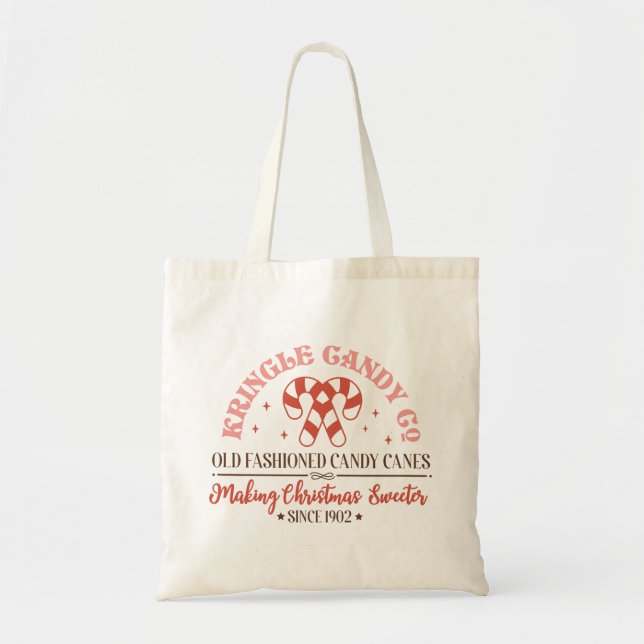 Retro Vintage Christmas Candy Co Sign Tote Bag (Front)