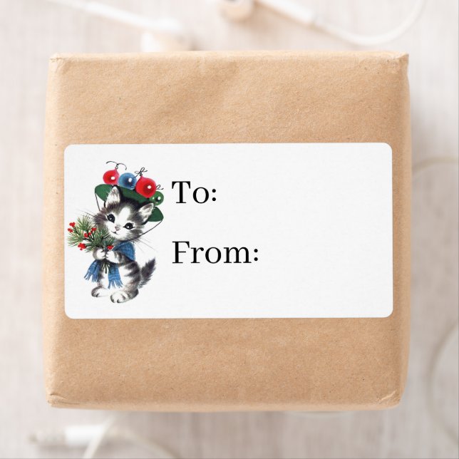 retro vintage Christmas cat Holiday (Insitu)