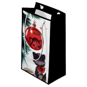 Retro Vintage Christmas cat party bag