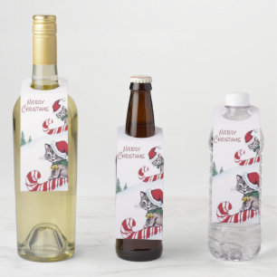 Retro vintage Christmas cats bottle tags