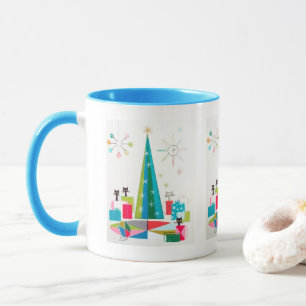 retro vintage Christmas cats Holiday Mug
