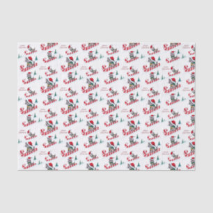 Retro vintage Christmas cats party Tissue Paper