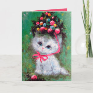 Retro vintage Christmas chat ajouter la carte de m