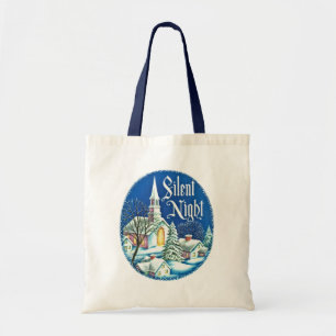 retro vintage Christmas Church Holiday Tote Bag