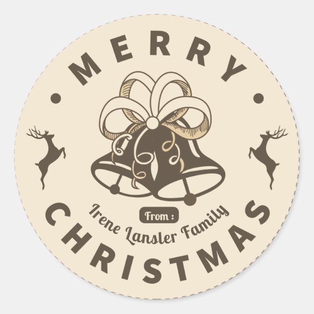 Retro Vintage Christmas Classic Round Sticker (Front)