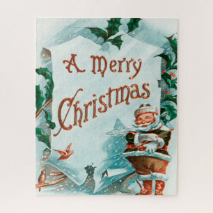 Retro Vintage Christmas Cool Santa Greeting Jigsaw Puzzle