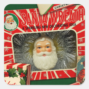 Retro Vintage Christmas Decorations Collage Square Sticker