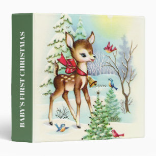 Retro vintage Christmas deer baby's first Binder