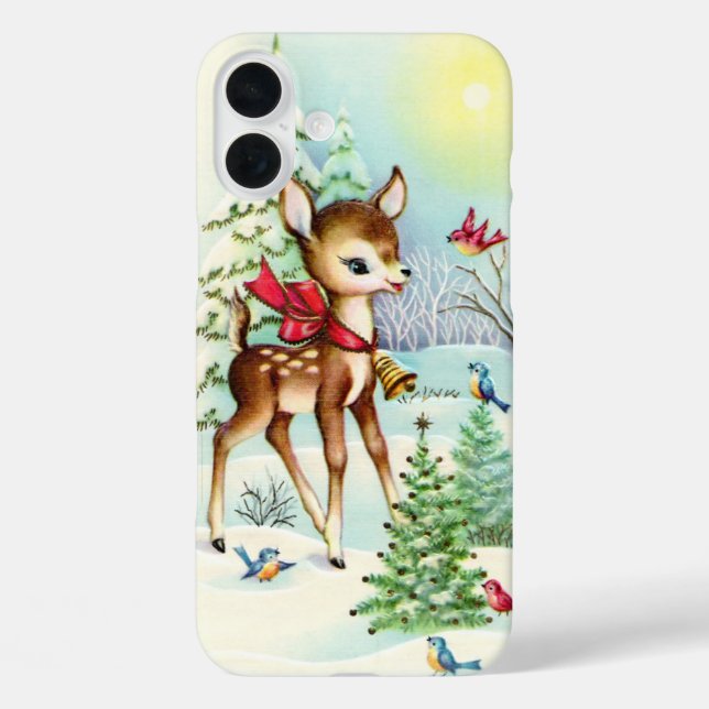 Retro vintage Christmas deer Case-Mate iPhone Case (Back)