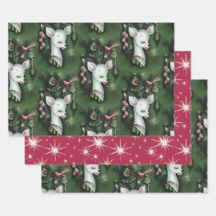 Retro Vintage Christmas Deer Kitsch papier à envel