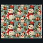 Retro Vintage Christmas: Frosty Snowmen  Wrapping Paper<br><div class="desc">This vintage style Christmas wrapping paper with snowmen features a charming and nostalgic design. The starry light blue background sets a wintry tone,  reminiscent of a clear,  cold night sky. The snowmen on the wrapping paper are depicted in a classic and whimsical style,  wearing red scarves and hats.</div>