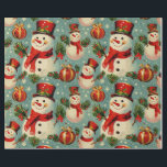 Retro Vintage Christmas: Frosty Snowmen  Wrapping Paper<br><div class="desc">This vintage style Christmas wrapping paper with snowmen features a charming and nostalgic design. The starry light blue background sets a wintry tone,  reminiscent of a clear,  cold night sky. The snowmen on the wrapping paper are depicted in a classic and whimsical style,  wearing red scarves and hats.</div>